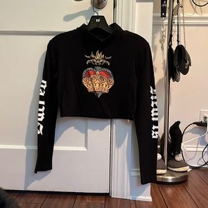 Forever 21 Sacred Hearts Turtleneck Crop Top